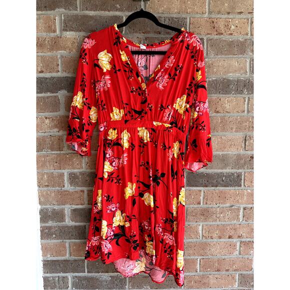 Old Navy Red Floral Dress Medium - Picture 1 of 3